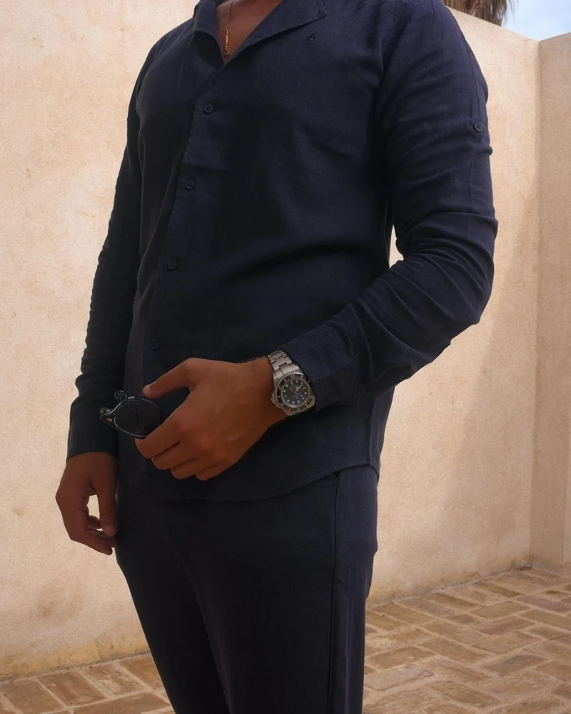 Old Money Dolce Vita Shirt - Navy Blue
