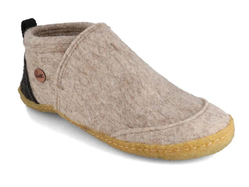 Taiga - hoher Filzhausschuh mit rutschhemmender Gummisohle, beige