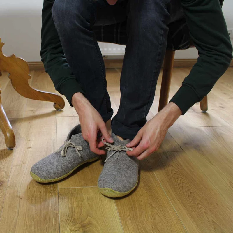 Hüttenschuhe mit Einlagen & Gummisohle Vitus, torf