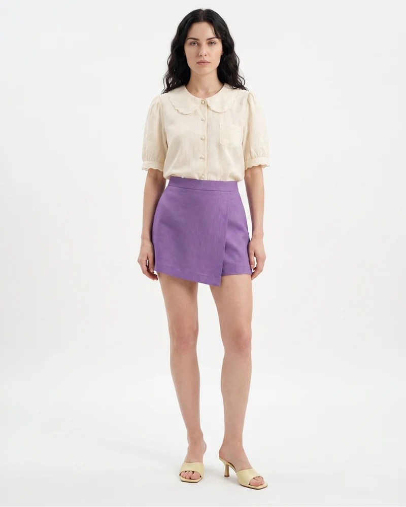Sweet Lace Trim Embroidery White Top Shirt