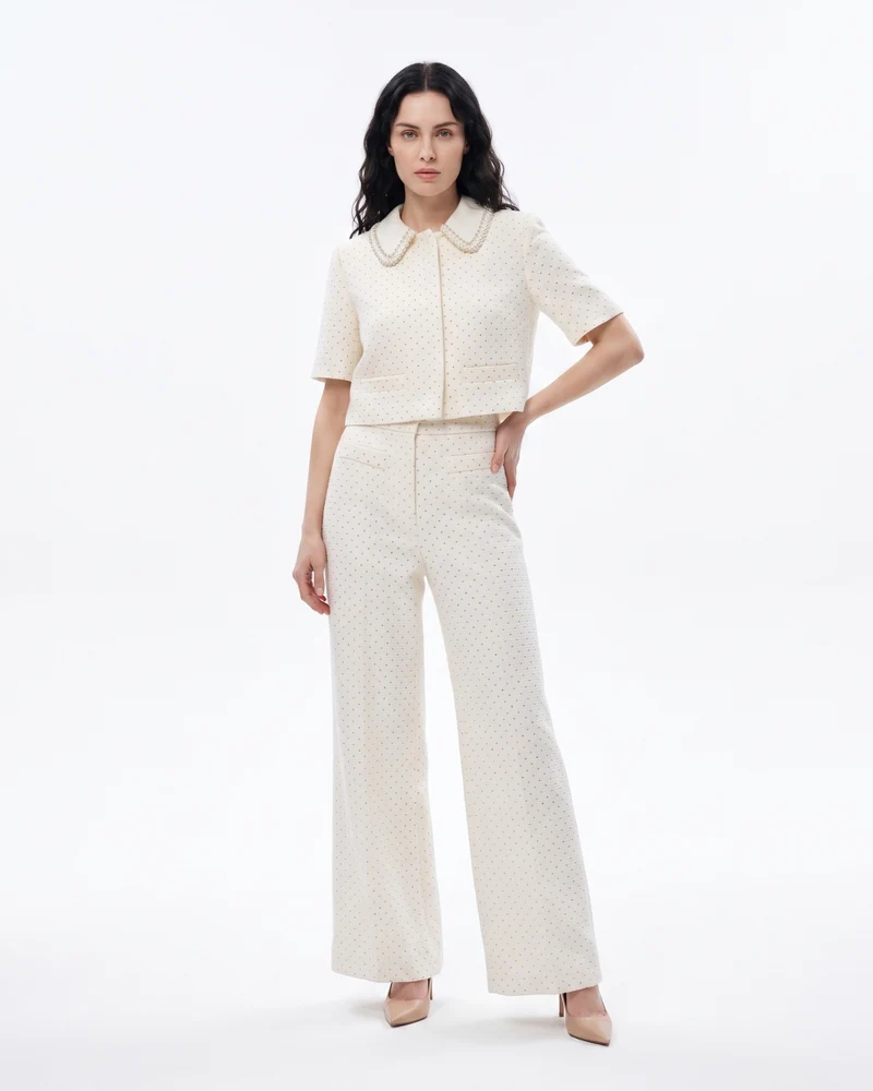 French Dream White Drilling Set Top & Pants