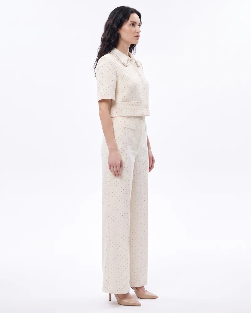 French Dream White Drilling Set Top & Pants