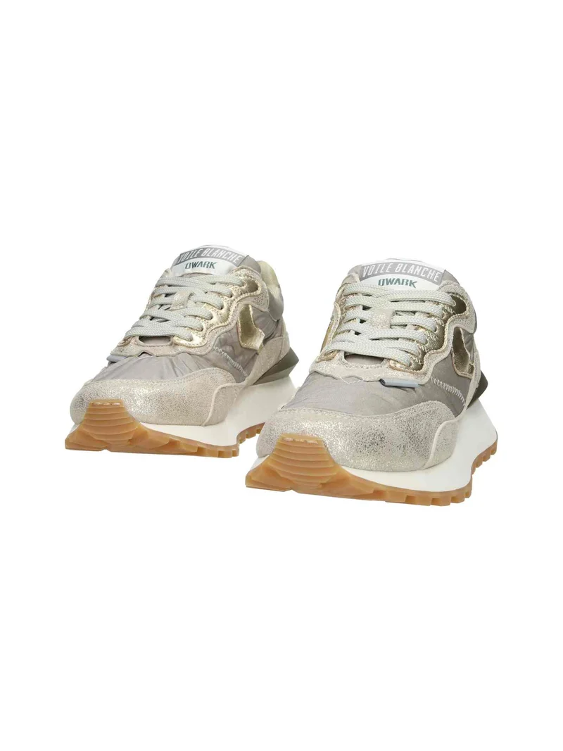 Qwark Hype Woman. Metallic Brushed Goat/Nylon platinum taupe