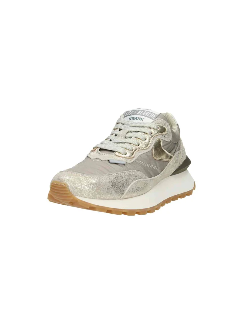 Qwark Hype Woman. Metallic Brushed Goat/Nylon platinum taupe