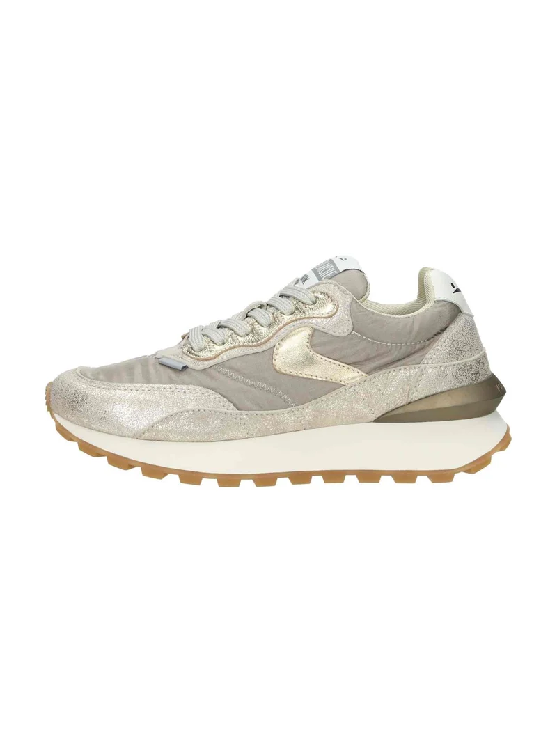 Qwark Hype Woman. Metallic Brushed Goat/Nylon platinum taupe