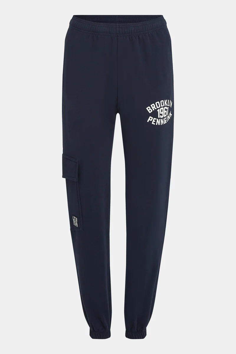Trousers print navy/ecru