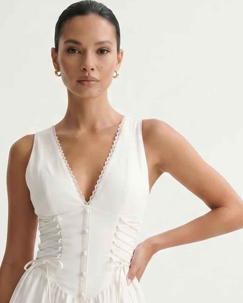 French Niche Style White Dress