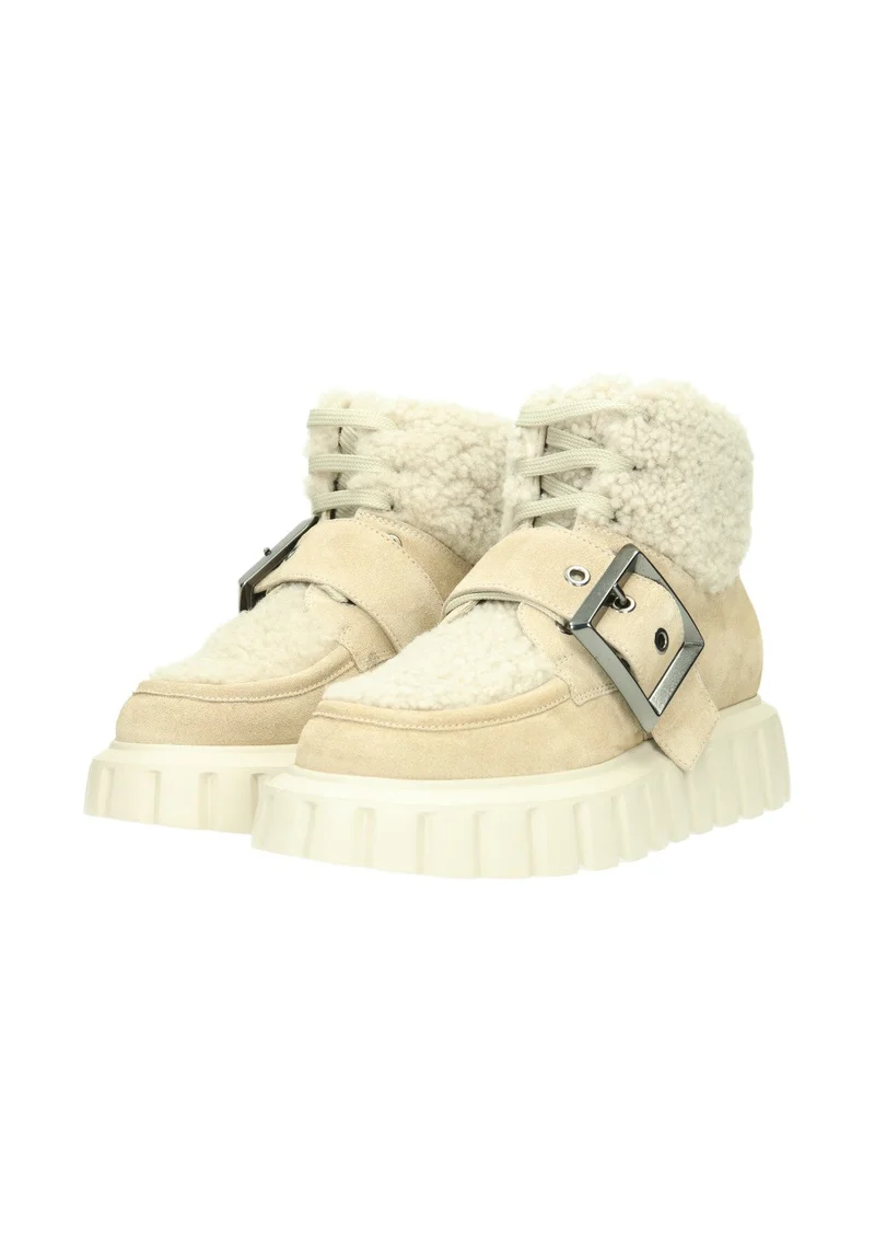 Grenelle Lace Buckle Fur Suede lt.beige
