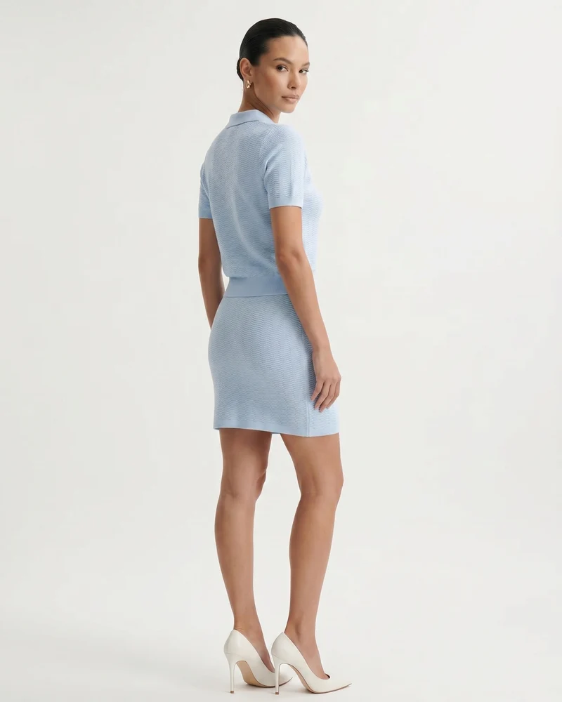 Mira Light Blue Set Polo & Skirt