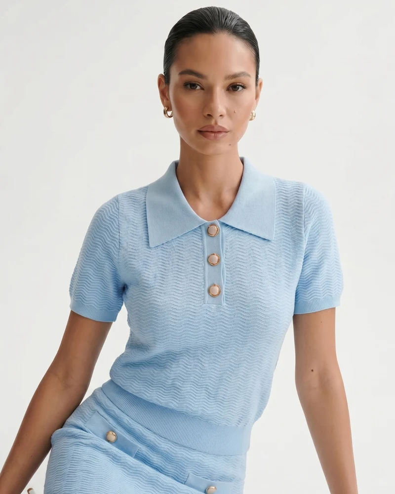 Mira Light Blue Set Polo & Skirt