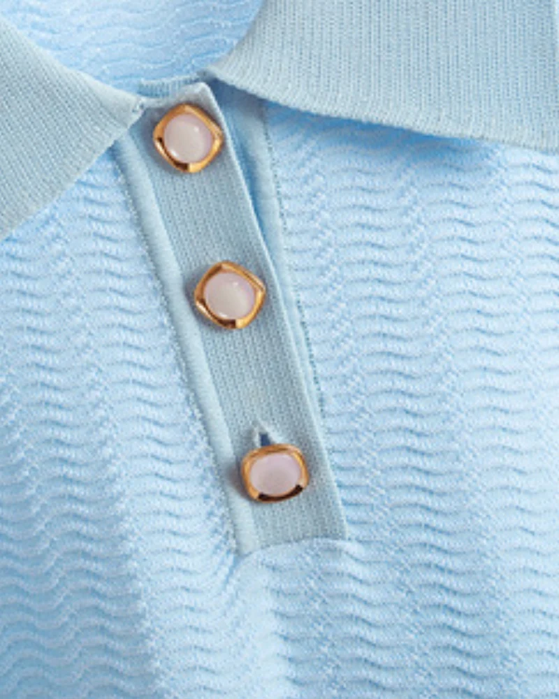 Mira Light Blue Set Polo & Skirt