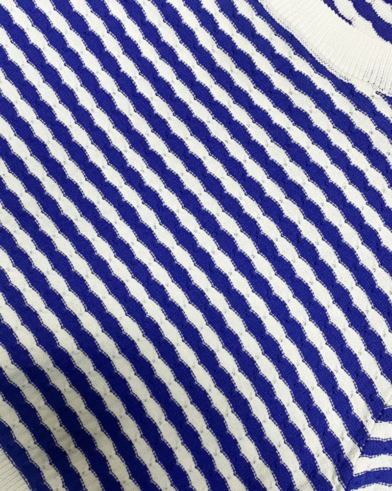 Blue Striped Contrast Dress