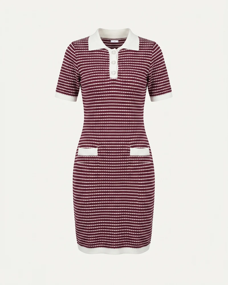 Eve Ice Silk Knitted Red White Dress