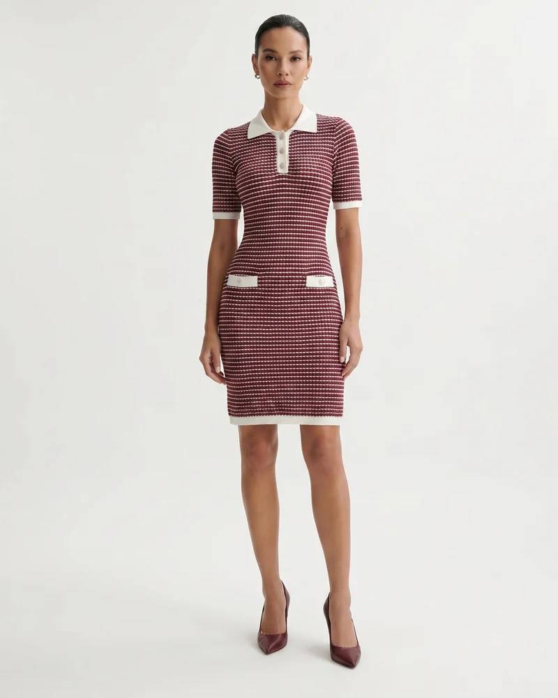 Eve Ice Silk Knitted Red White Dress