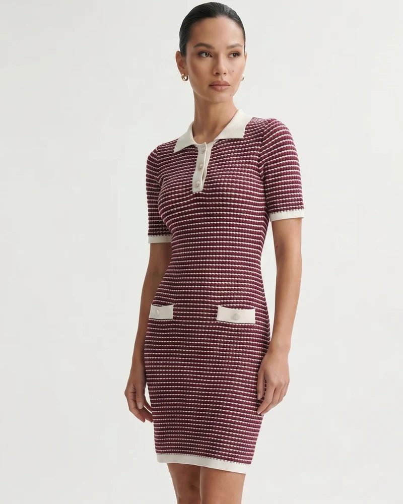 Eve Ice Silk Knitted Red White Dress