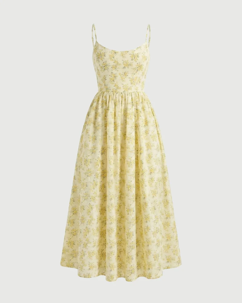Mira Border Yellow Flowers Dress