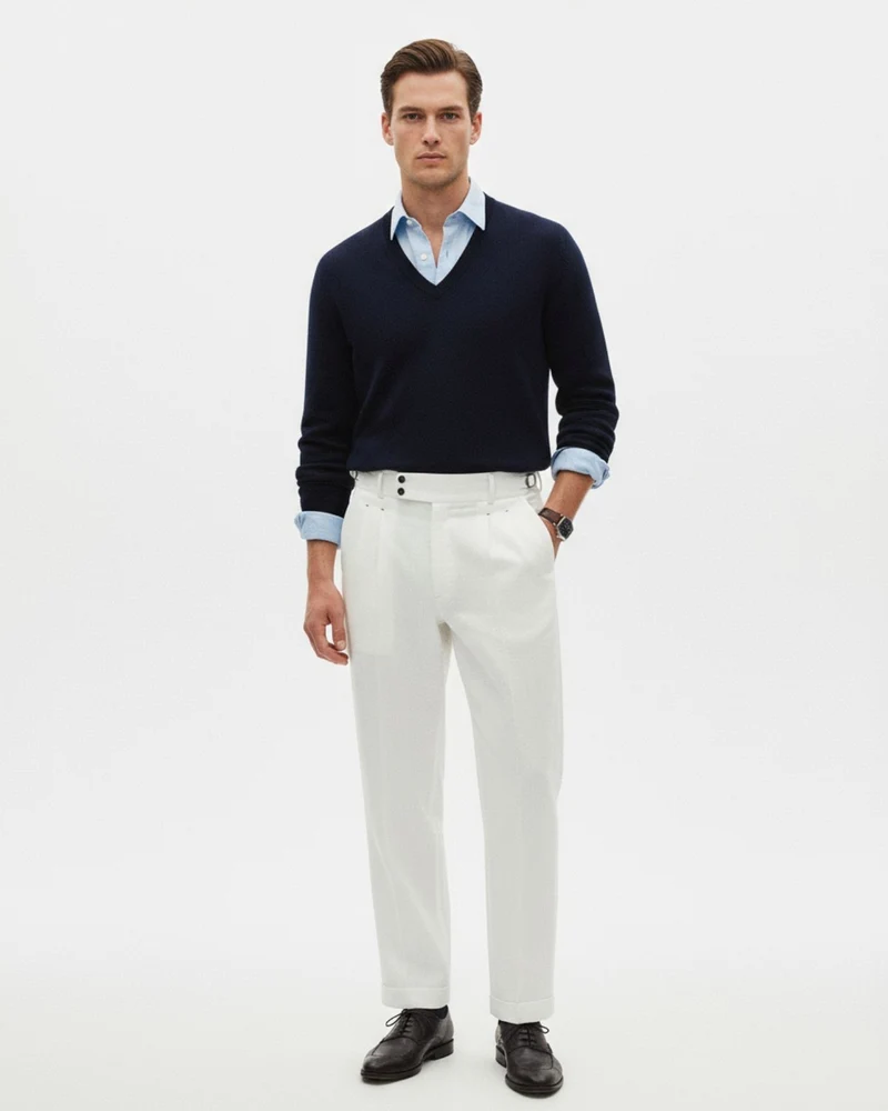 Rome Italian Linen Trousers White