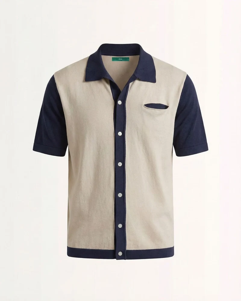 Tibetan Polo Collar Knitted Shirt