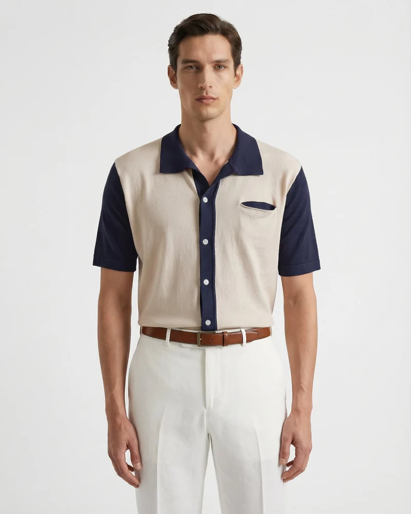 Tibetan Polo Collar Knitted Shirt