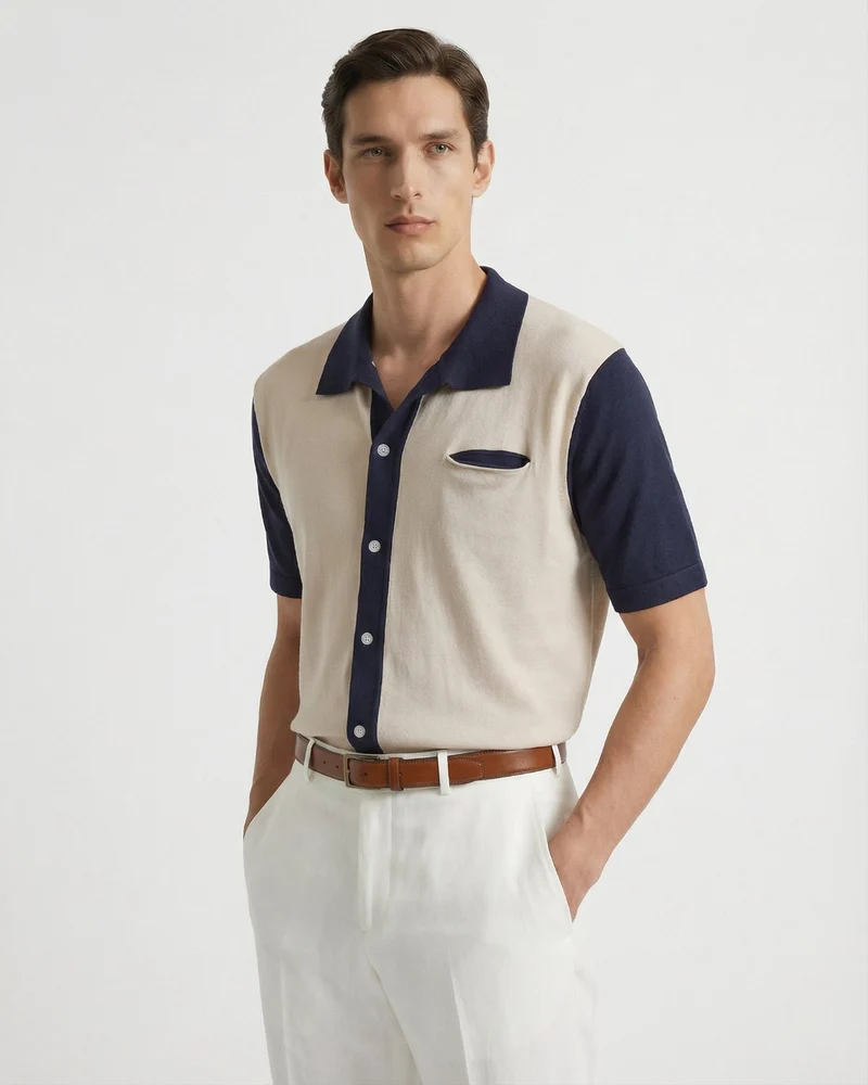 Tibetan Polo Collar Knitted Shirt