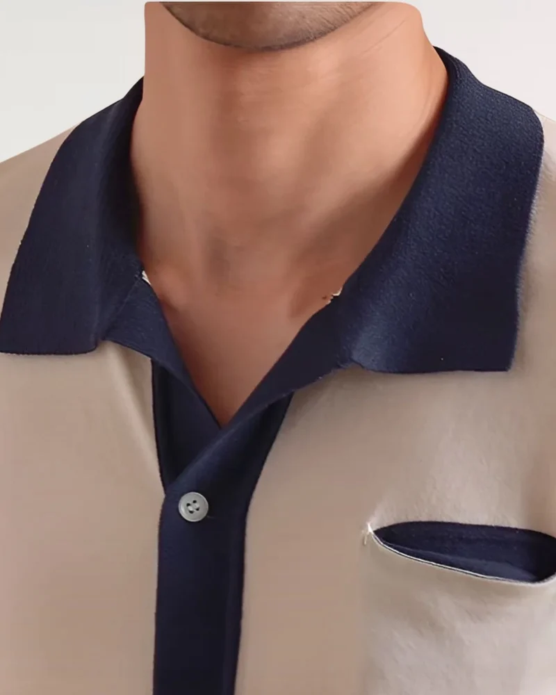 Tibetan Polo Collar Knitted Shirt