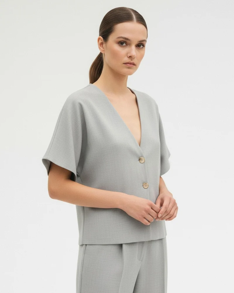 Lovau Basic Short Sleeve Knitted Shirt II