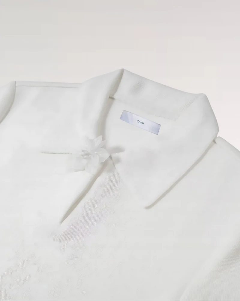 White Polo Flowery
