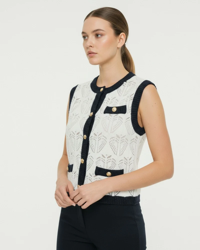 Old Money Jacquard Mesh Vest
