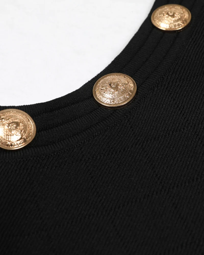 Romy Sleeveless Button Stretch Knit Dress