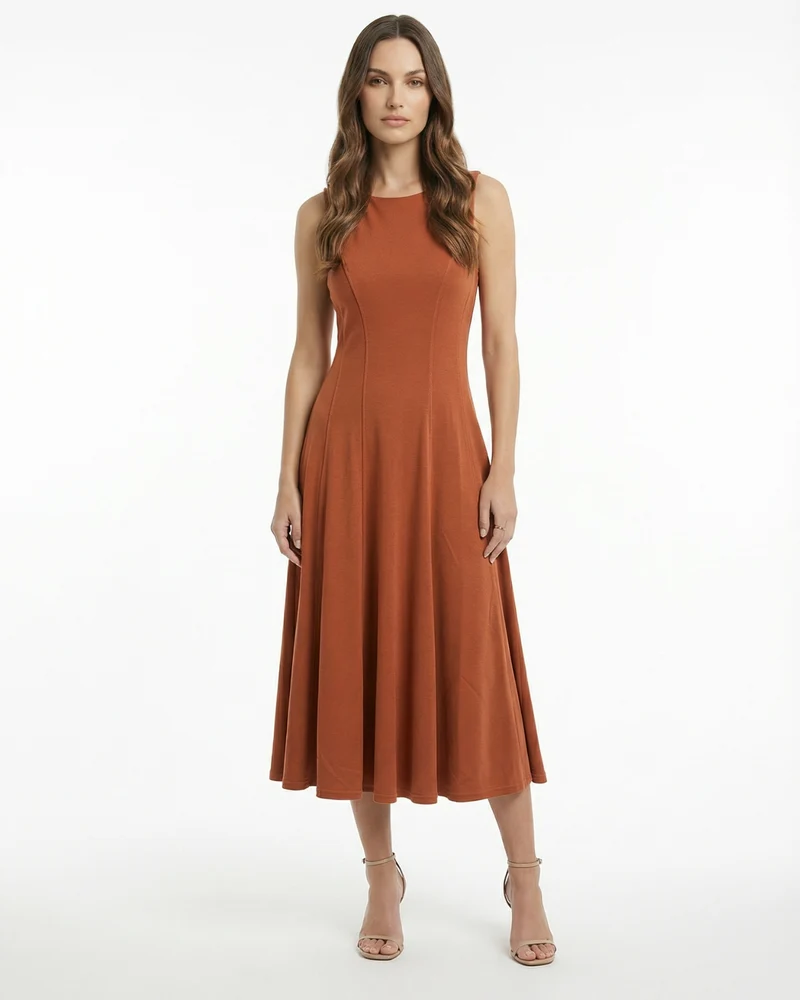 Minimalist Long Dress Sleeveless Round Neck