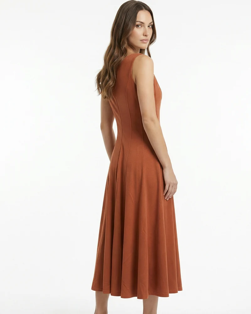 Minimalist Long Dress Sleeveless Round Neck