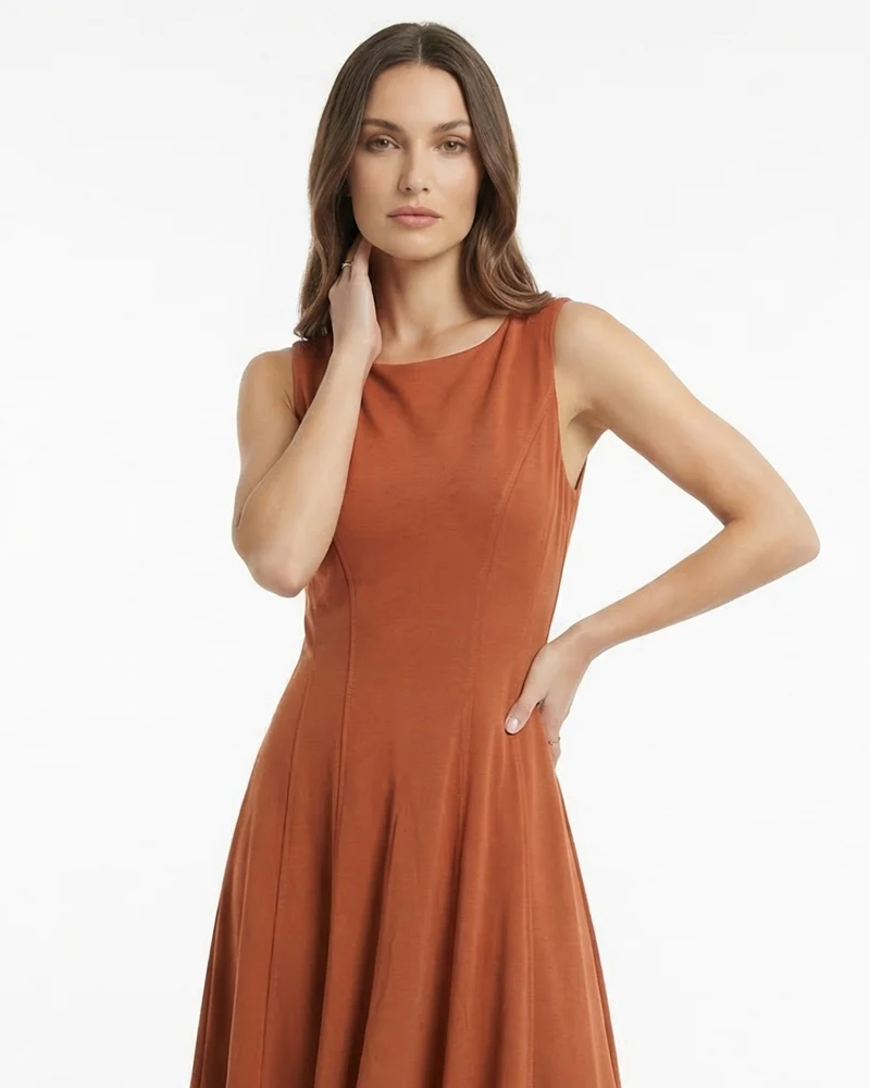 Minimalist Long Dress Sleeveless Round Neck