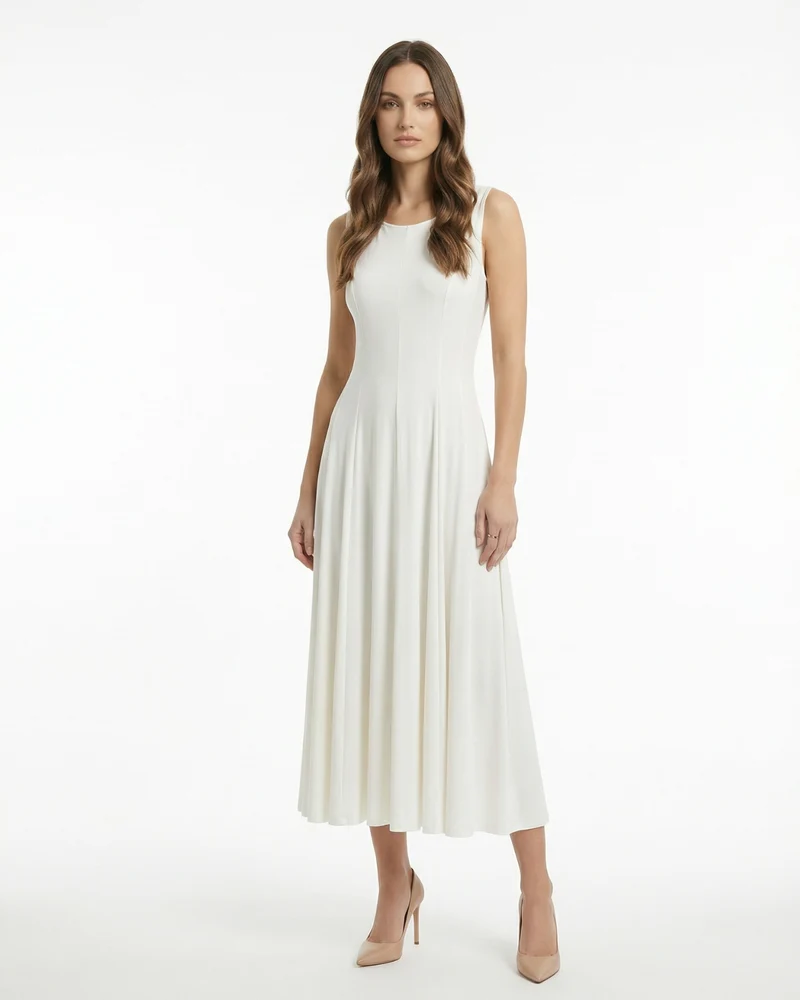 Minimalist Long Dress Sleeveless Round Neck
