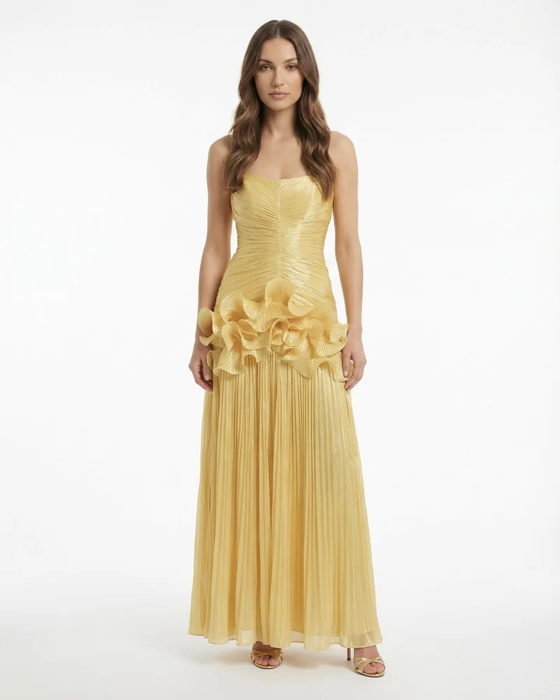 Celia Long Dress with Ruffled Edges
