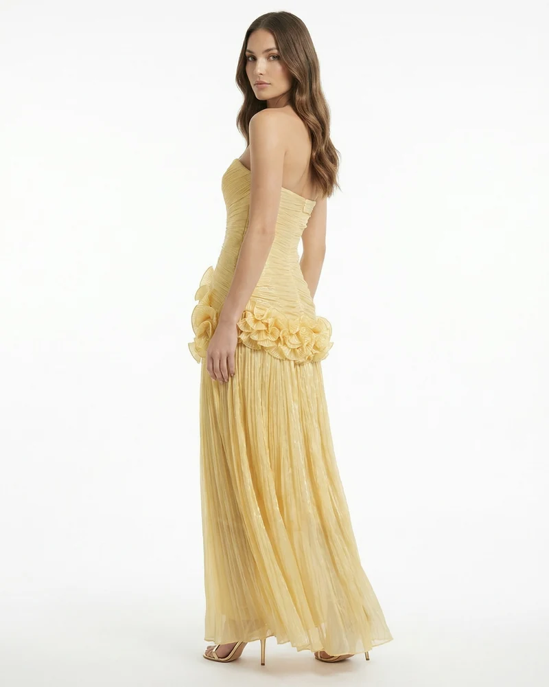 Celia Long Dress with Ruffled Edges