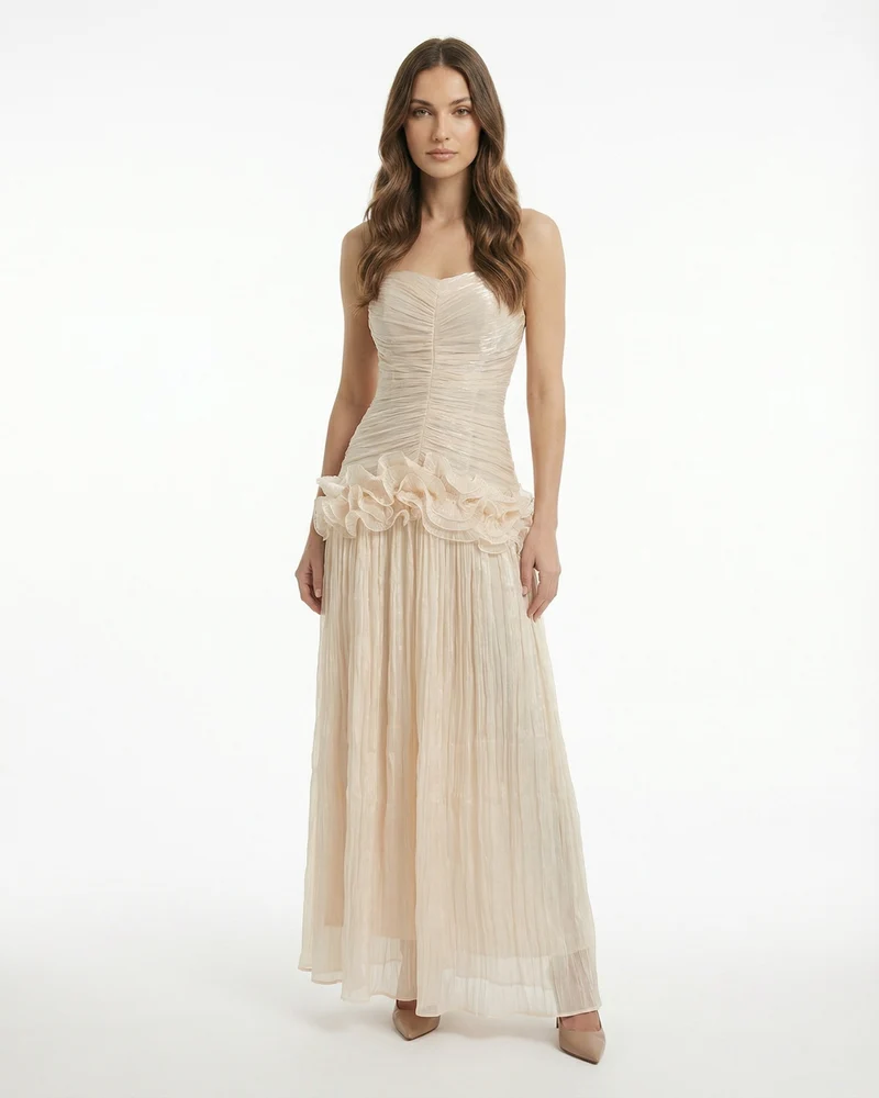 Celia Long Dress with Ruffled Edges