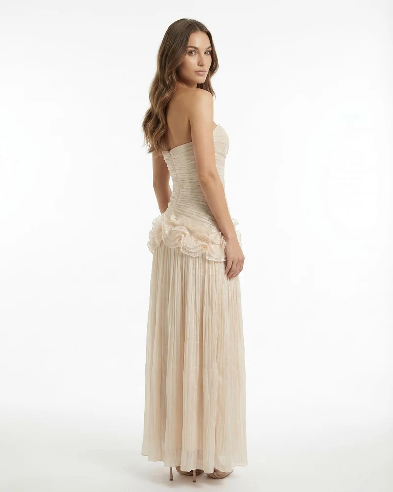 Celia Long Dress with Ruffled Edges