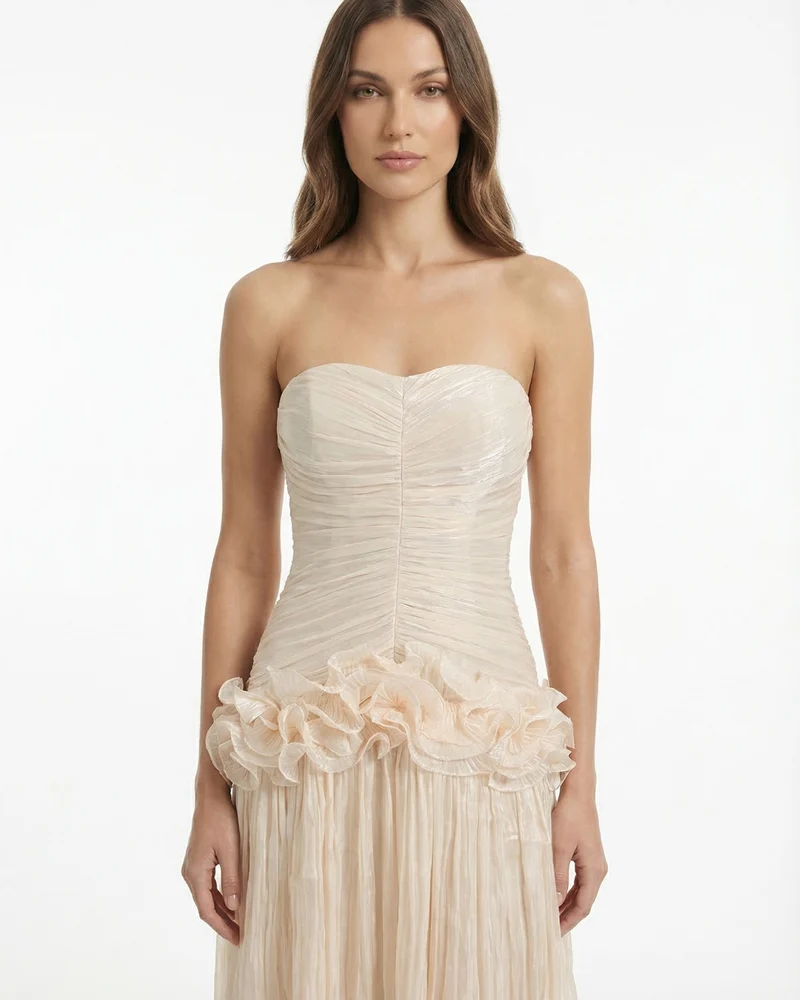Celia Long Dress with Ruffled Edges