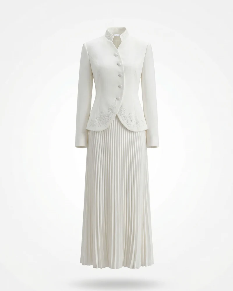 High-end suit set Jacket & pleated high waisted skirt
