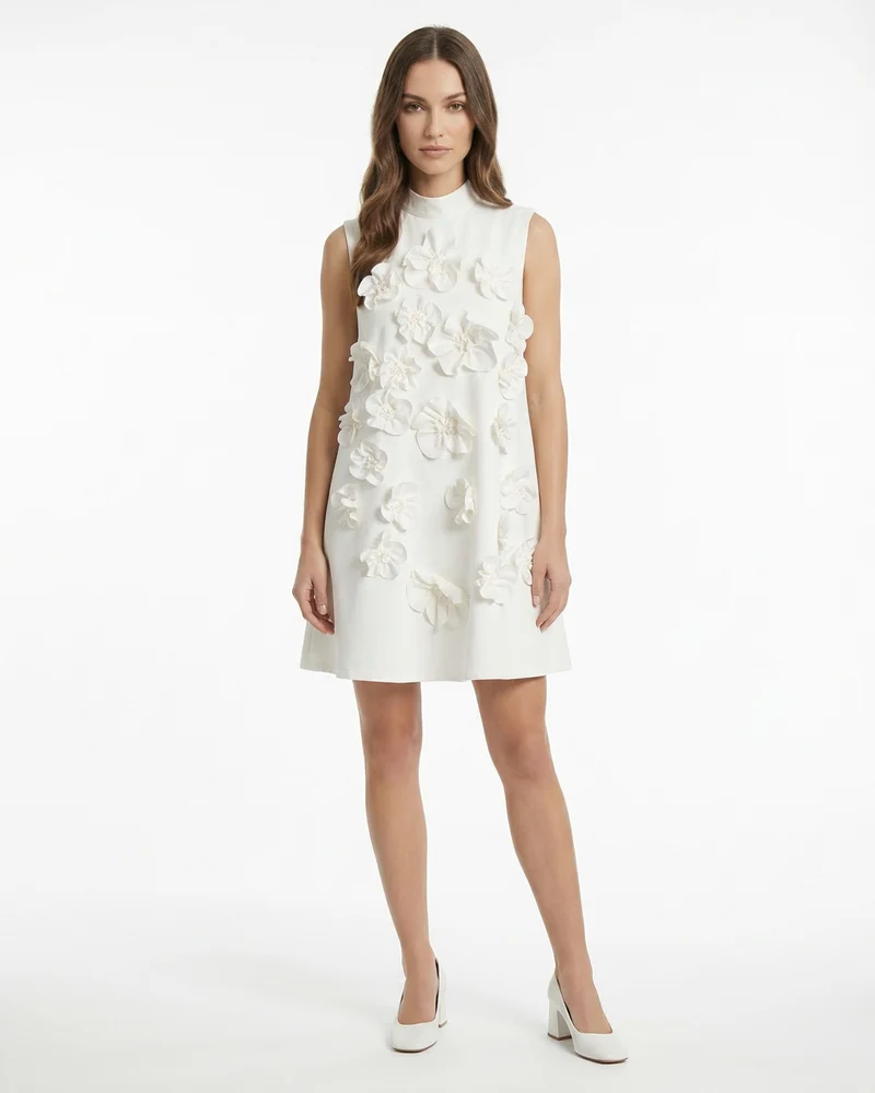 Knitted Dress Dimensional Floral Vest