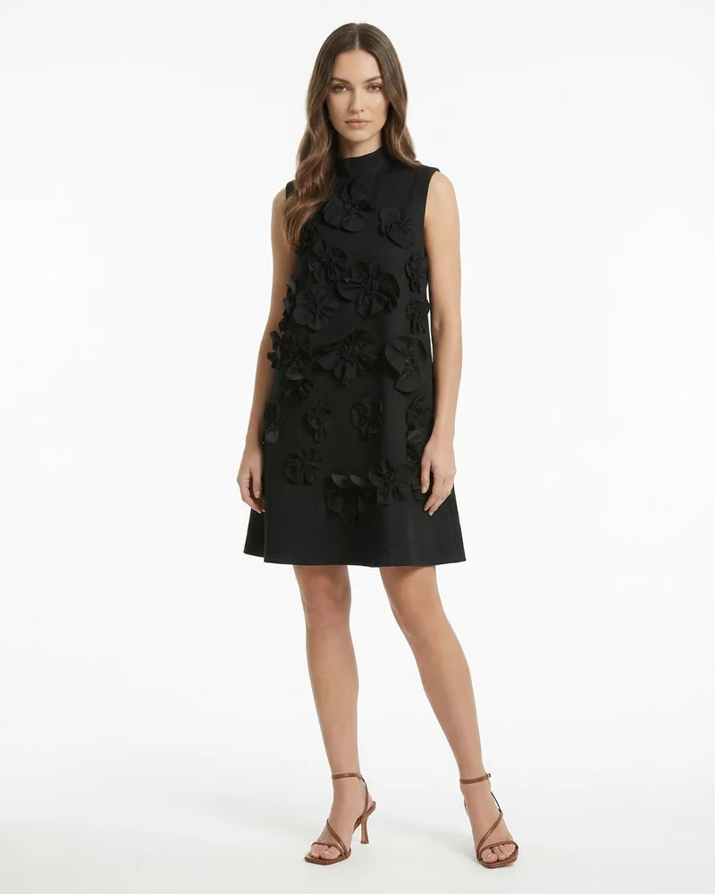 Knitted Dress Dimensional Floral Vest