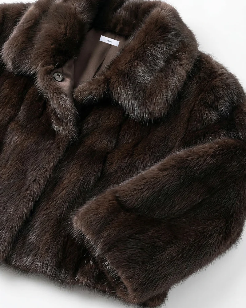 Coffee Full Rabbit Fur Jacket Coat