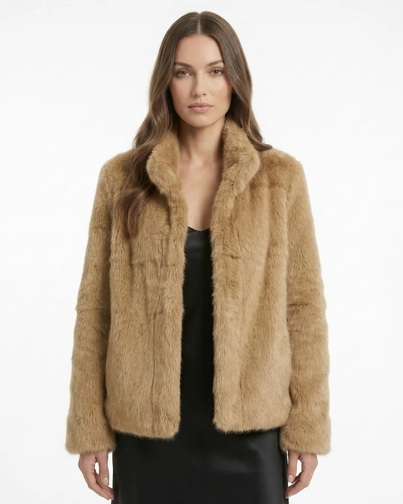 Lina Rabbit Fur Leather Coat
