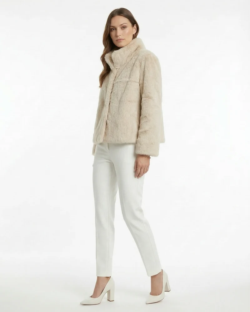 Lina Rabbit Fur Leather Coat