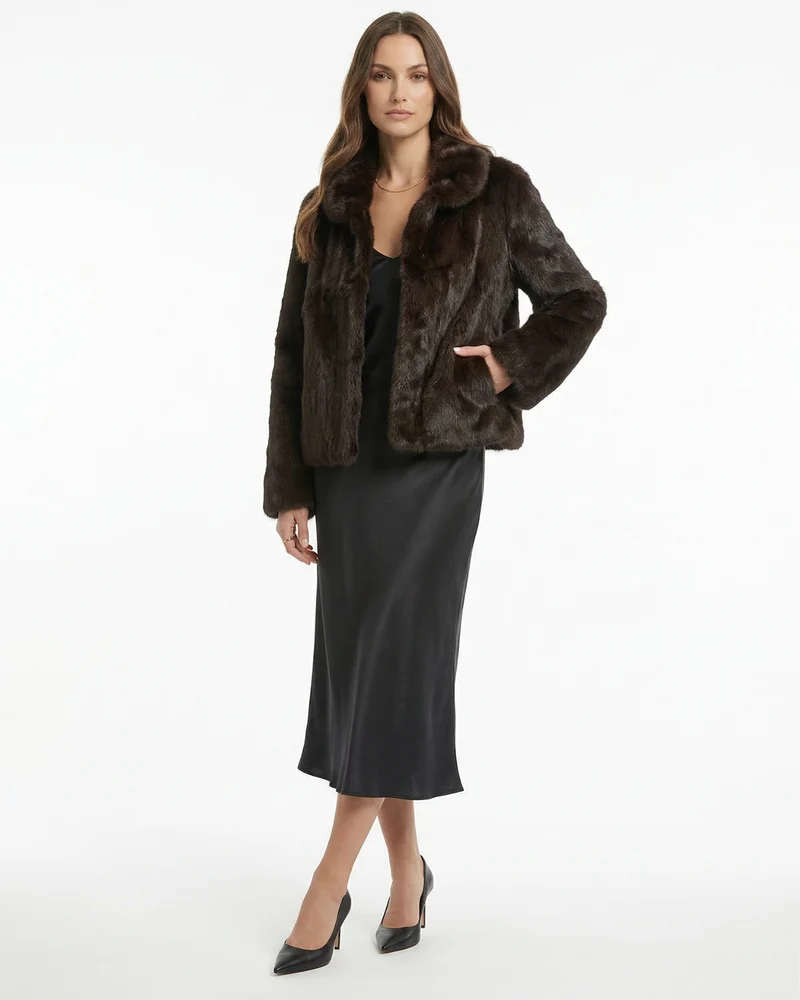 Lina Rabbit Fur Leather Coat