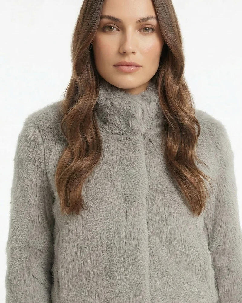 Lina Rabbit Fur Leather Coat