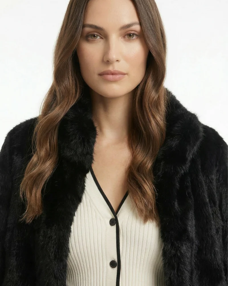 Lina Rabbit Fur Leather Coat