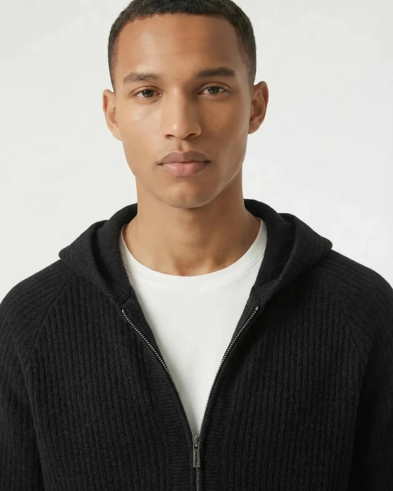 Thickened Wool Hooded Cardigan Zipper