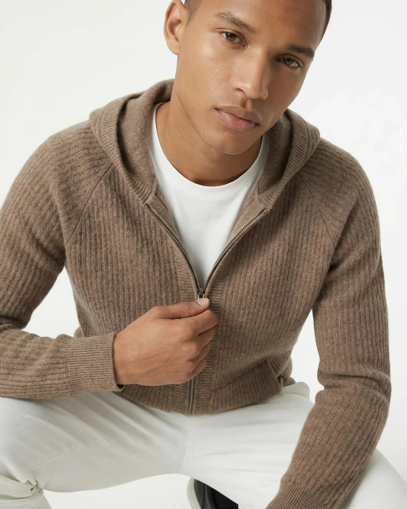 Thickened Wool Hooded Cardigan Zipper