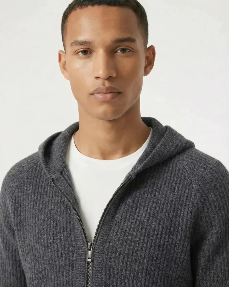 Thickened Wool Hooded Cardigan Zipper